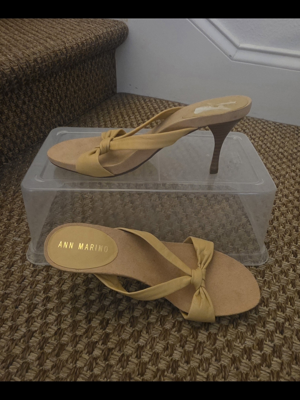 Ann Marino Tan Knot-Front Heeled Sandals
